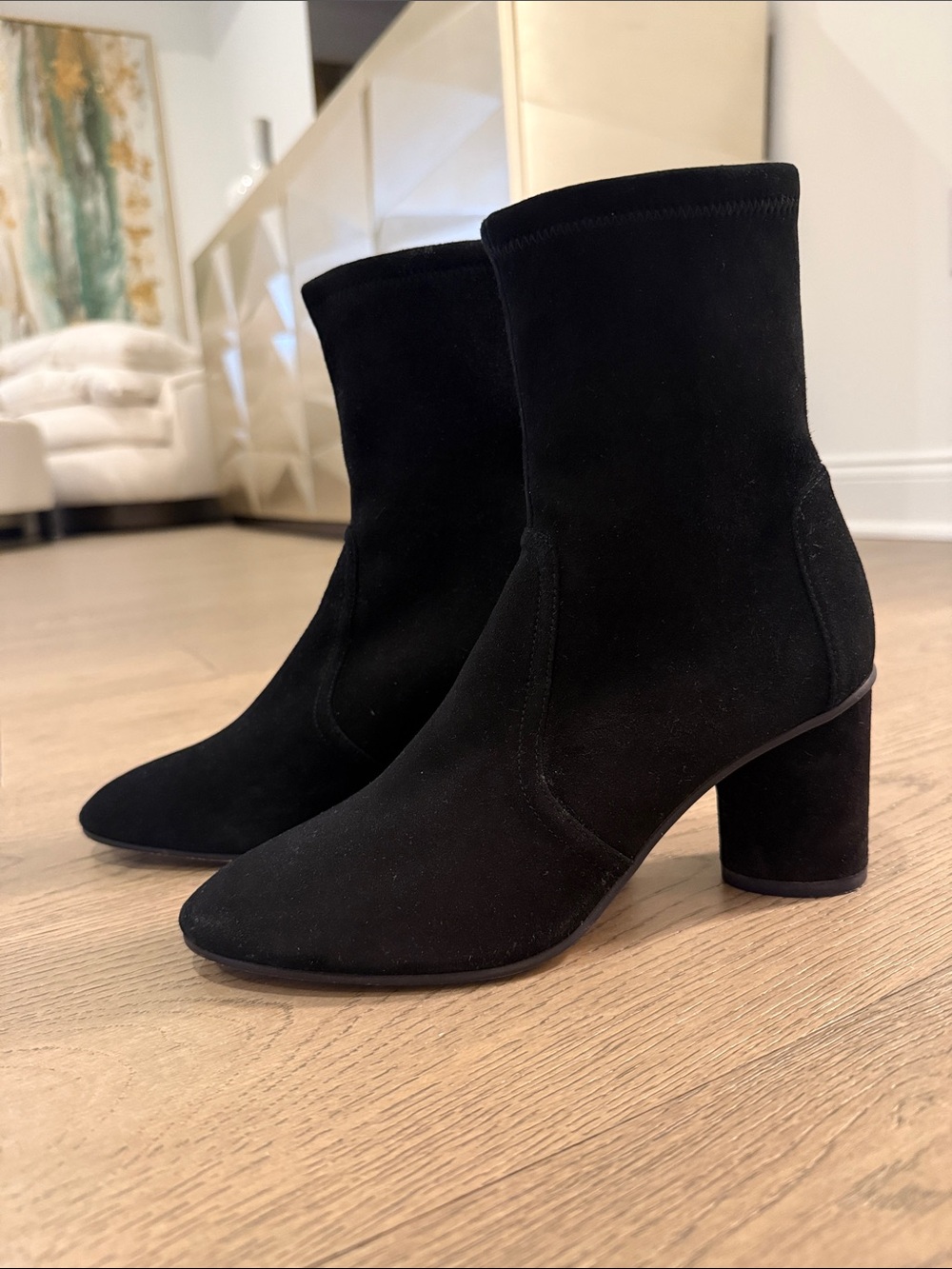 Stuart Weitzman Stretch Bootie Black Ankle Boots